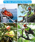 Arborists using Five Eighths Inch By Two Hundred Feet Polyester Bull Rope Arborist Rigging Line for pulling trees and rigging.