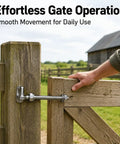 Heavy Duty Stainless Steel Gate Hinge Weld On With Eyelet Hinge Plate For Garden Use 8 Inch installed on a wooden gate