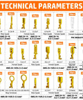 Chart showing technical parameters of terminals in Pro Grade Open Barrel Crimping Tool Kit For Car Audio And Auto Wiring