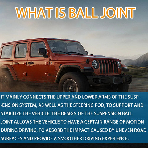 XCPMC front lower ball joints, 2-pack; red SUV backdrop with blue banner text.