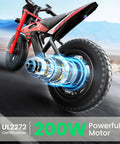 Kid Friendly Electric Balance Bike With 200W Motor Three Speed Modes Up To 10 MPH For Ages 3 To 6 12 Inch Pneumatic Tires LED Taillight Drum Brake UL 2272 Certified Black, side view