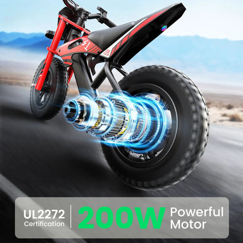 Kid Friendly Electric Balance Bike With 200W Motor Three Speed Modes Up To 10 MPH For Ages 3 To 6 12 Inch Pneumatic Tires LED Taillight Drum Brake UL 2272 Certified Black, side view