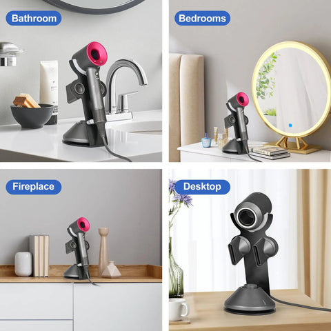 Dyson Supersonic Hair Dryer Stand With Aluminum Alloy Bracket And Power Plug Holder in different room settings