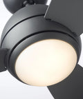 Curva LED Outdoor Ceiling Fan With Light Kit 52 Inch Modern Matte Graphite Finish close-up of light and blades