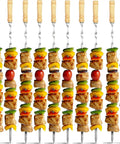 12 Pack 22 Inch Stainless Steel Kabob Skewers With Wide Reusable Nonslip Wooden Handles Heavy Duty BBQ Skewers For Shish Kebabs