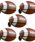 Five Pack Wall Mount Ball Holders Rugby Style Rack For Football Soccer Basketball Keeps Your Garage Neat And Gym Ready Includes 26 Screws And Expansion Anchors For Quick Secure Mounting. Five black steel wall holders for footballs