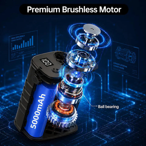 Internal view of Waist Clip Fan Portable Personal Fan With 5000mAh Rechargeable Battery showing premium brushless motor