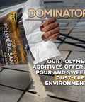 Person pouring 10 Pound Natural Ivory Polymer Sand With Ceramic Flex Technology for durable paver joints onto grey stone.