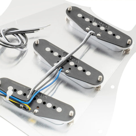 Prewired SSS Pickguard For Strat Style Electric Guitars With Staggered Alnico 5 Single Coil Pickups White 3 Ply