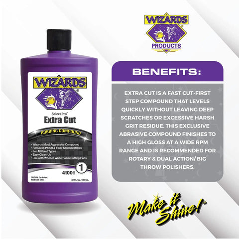 Select Pro Extra Cut Compound Perfect Match For Car Scratches Aggressive Cutting Action 32oz bottle with benefits description