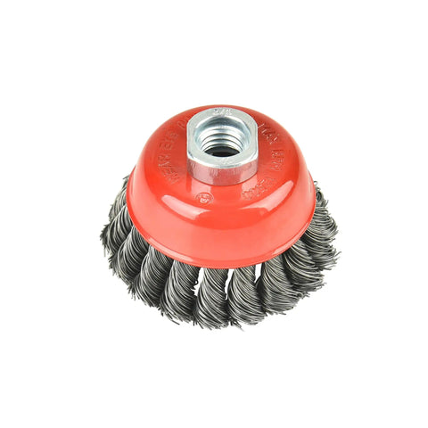 3 Inch Wire Cup Brush Set Four Pack Twisted Knotted Cup Brushes For Grinders With 5 8 11 Threaded Arbor heavy duty carbon steel brush