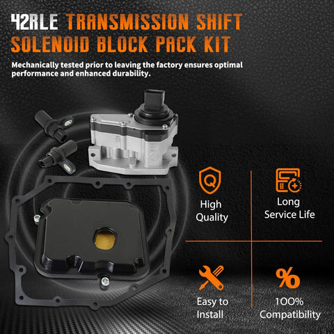 42RLE Transmission Solenoid Pack Kit For Jeep Liberty Dakota Nitro Wrangler And Dodge Chrysler Cars Get Your Ride Shifting Smooth Replacement Shift Solenoids Block Set Replacing OE 5143151AA 92887A 49618A 04800171AA with gasket