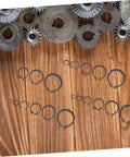 225 Piece Carbon Steel C Shape Retaining Ring Kit External Snap Rings with gears on wooden background