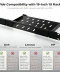 No Sweat One U Rack Mount Bracket For Micro Desktop Computers in black, compatible with 19-inch 1U racks for Dell, Lenovo, HP.
