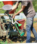 Farmer using Multipurpose Seed Drill Tube Kit For Precision Planting Wheat Corn Grain And Tree Seedlings with seeder