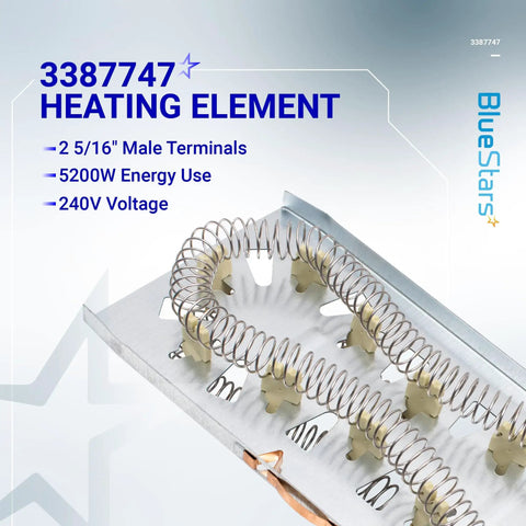 3387747 Dryer Heating Element Replacement 5200 Watts 240V For Whirlpool Maytag KitchenAid GE Amana Inglis Kenmore
