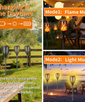 Solar Torch Light With Waterproof Outdoor Design Dusk To Dawn Auto On Off Flickering Flame Effect In Orange Glow For Garden Pathway Yard Decor Patio Landscape Lighting That Looks Real Yet Safe