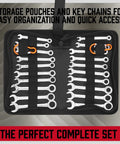 Beefy 22 Piece Mini Wrench Set With Metric And SAE Sizes From 4 To 10mm And 5 32 Inches To 7 16 Inches High Carbon Steel Angled Design Lightweight Carry Pouch open