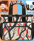 Front view of Insulated Picnic Backpack With Large Capacity Lunch Bag Keeps Food Fresh On The Go, colorful pattern shown