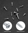 Top Shelf Mini Screw Kit With 1500 Nickel Plated Phillips Fasteners That Fit Like A Glove For Watch Repair Glasses Fixing And Tiny Electronics Upgrades No Fuss Solid Gear - close-up of various nickel-plated screws on black surface.