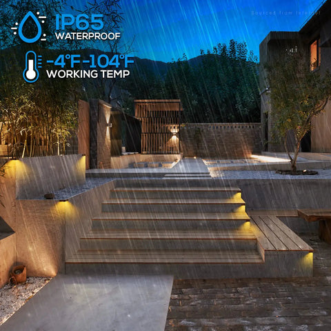 Right Angle LED Hardscape Light With 2700K 3000K 4500K Color Select Waterproof installed on outdoor steps during rain