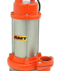 Badass 1 HP Submersible Drain Sump Utility Pump with orange casing, stainless steel body, and NPT outlet for effective dewatering.