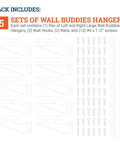 Boss Level Picture Hangers For Drywall And Plaster, Heavy Duty Self Leveling Brackets Hold Up To 60 Lbs, Flush Mount Design Keeps Frames Straight, Ready Five Piece Wall Hang Kit with wall hangers and screws.