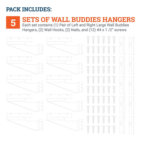 Boss Level Picture Hangers For Drywall And Plaster, Heavy Duty Self Leveling Brackets Hold Up To 60 Lbs, Flush Mount Design Keeps Frames Straight, Ready Five Piece Wall Hang Kit with wall hangers and screws.