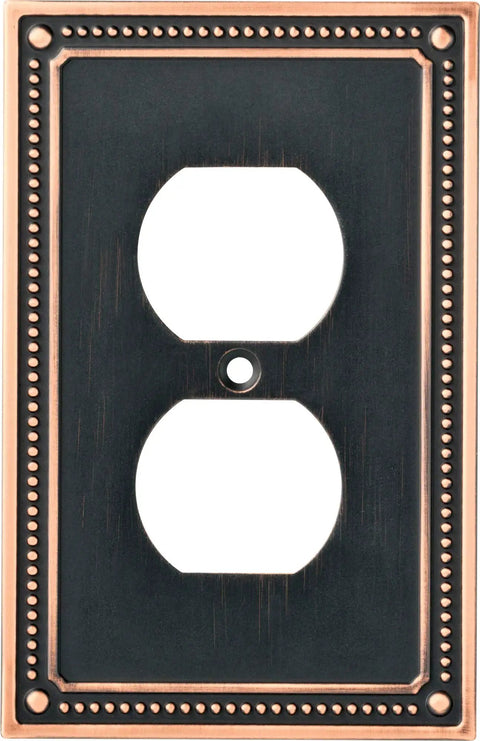 Old School Beaded 3 Pack Wall Plate Covers Bronze With Copper Highlights For 1 Gang Single Duplex Switch Plates Venetian Bronze