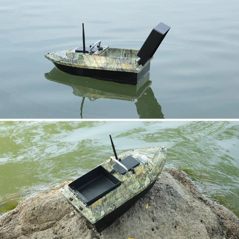 RC Fishing Bait Boat With Dual 5200mAh Batteries And Carrying Bag, 1640ft Remote Range, 3.3lb Load, Fast Cruise, Camouflage Green