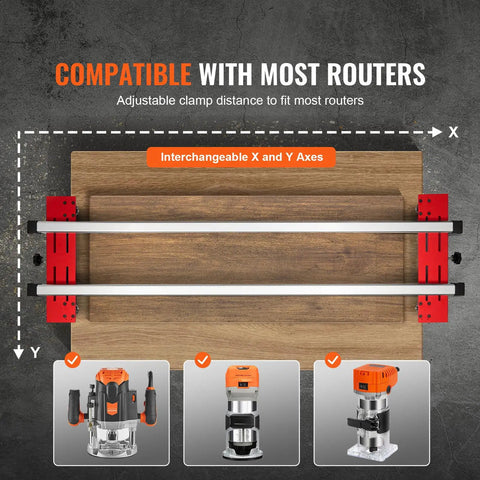 Top view of Router Sled 60 Inch Slab Flattening Jig Portable And Adjustable For DIY Woodworking with compatible routers displayed.