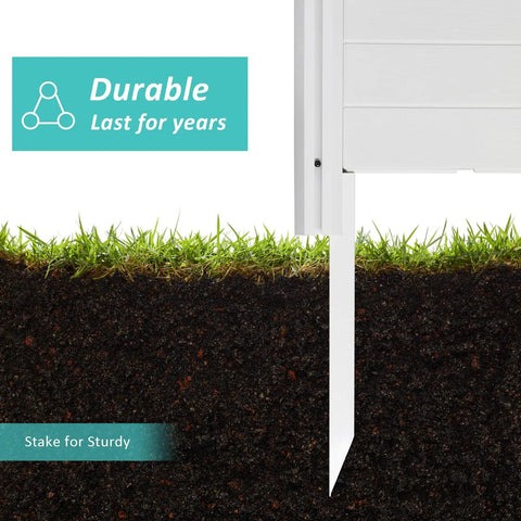 Durable white outdoor privacy screen fence panel stake in soil