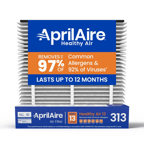 Aprilaire Healthy Air filter, highlighted efficiency and virus reduction, Genuine MERV 13 Replacement Filter For Whole House Air Purifiers 20x20x4