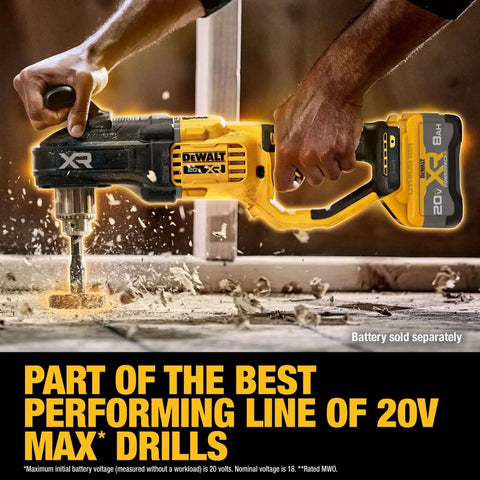 Boss Level Brushless Cordless Power Drill 20 Volt Max Ready Half Inch Compact Stud And Joist Driver in use drilling into wood.