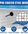 Close-up of Solar Panel Bird Mesh Guard 6 Inch By 50 Foot Black PVC Coated Steel Netting detail with 0.5 inch grid.