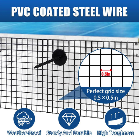 Close-up of Solar Panel Bird Mesh Guard 6 Inch By 50 Foot Black PVC Coated Steel Netting detail with 0.5 inch grid.