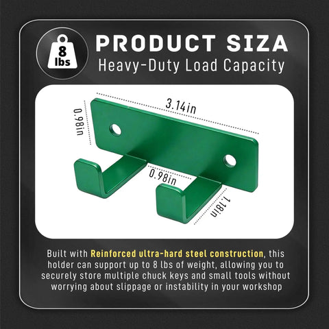 Heavy Duty Magnetic Chuck Key Holder 2 Pack Hella Secure Mounts On Drill Presses Lathes And Mills With Greaseproof Teflon Coat side view showing dimensions.