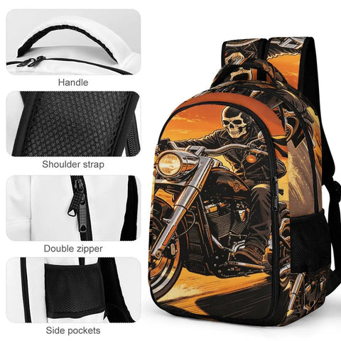 Sunset Rider Printed Unisex Backpack With Large Capacity, Durable Polyester, Breathable Design, Smooth Zipper and Side Pockets