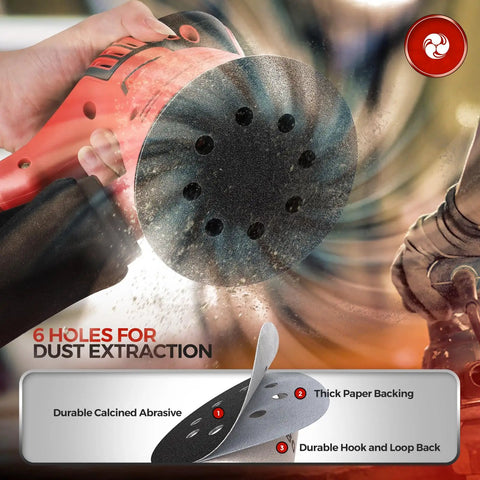 5 Inch Silicon Carbide Sanding Discs 3000 Grit Wet And Dry Hook And Loop Set on orbital sander with 8-hole design
