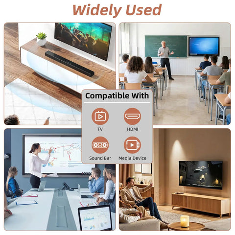 Slick In-Wall Cable Management Kit With Brush Plate For Taming Messy Wires Behind TV Screens, showcasing versatile use in classrooms, living rooms.