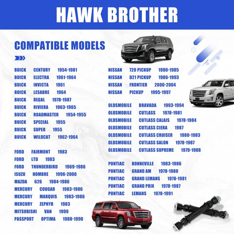 Front Sway Bar Links For Chevy Silverado 1500 Heavy Duty Stabilizer Links Kit To Boost Handling, Stability, And Smooth Ride For Daily Driver And Light Towing compatible models chart