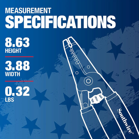 Compact Wire Stripper And Cutter For Slick Electrical Work With Precision Shear Blades specification measurements illustration