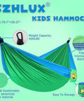 Kids Hammock for Indoor Outdoor Play and Camping, Soft 210T Parachute Fabric, Lightweight and Durable, Includes 2 Tree Straps