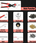 Leather Hole Punch Tool Set With Red Handle, Pro Grade Multi Size Punches And 100 Piece Grommet Eyelet Kit for DIY crafts