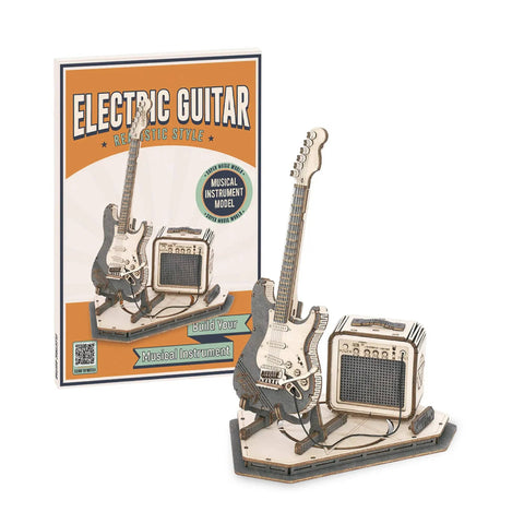 DIY Wooden Guitar Kit 3D Puzzle Craft Build Your Own Electric Guitar Model with amplifier model