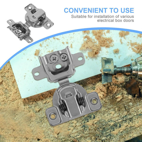 Concealed cabinet door hinges with soft close and hydraulic buffer for inward opening doors, shown on wooden surface.