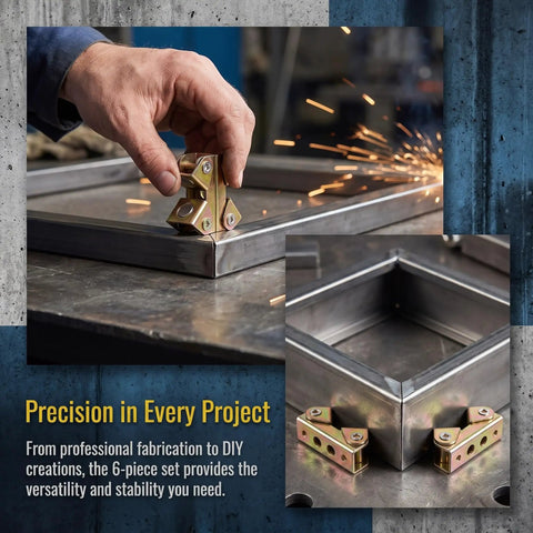 Six Pack Magnetic Welding Clamps With V-Shape Stainless Steel Fixture Set for precise grip on metal during welding.
