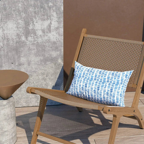 Outdoor Lumbar Pillow Covers 12x20 Inches Pack Of 2 Covers Only Fade Resistant Polyester Cushion Cases For Patio Balcony Garden All Weather Use Pebble Blue on chair