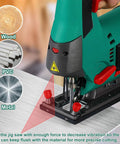 Jig Saw With 800W Pure Copper Motor 6 Speed Settings From 800 To 3000 SPM 4 Orbital Settings Bevel Up To 45 Degrees