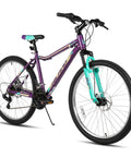 26 Inch Mountain Bike For Women With 18 Speed Gears Front Suspension Aluminum Frame Adult Ladies Bicycle Purple For Trail Riding And Everyday City Commuting